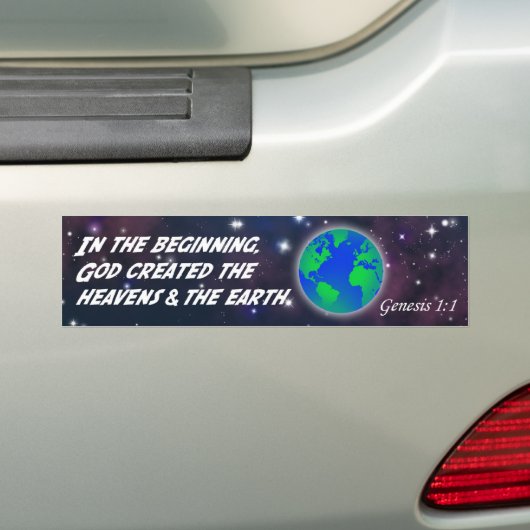 Genesis 1:1 In het begin: God - Aarde schepping Bumpersticker (Op auto)