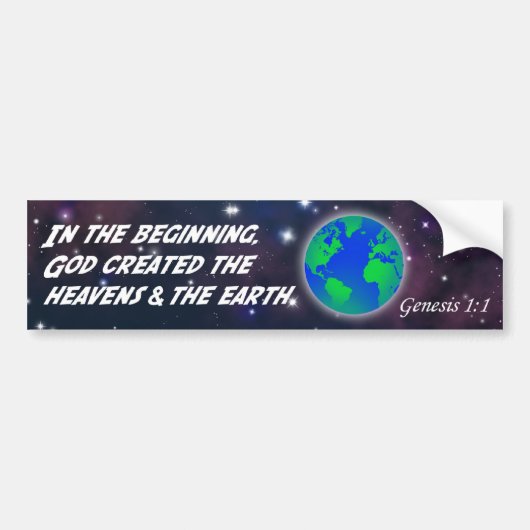 Genesis 1:1 In het begin: God - Aarde schepping Bumpersticker (Voorkant)
