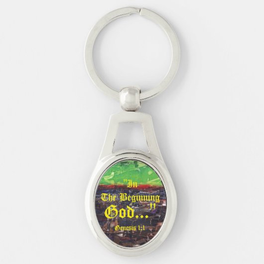 Genesis 1:1 In het begin God..." Bijbelse waarheid Sleutelhanger (Voorkant)