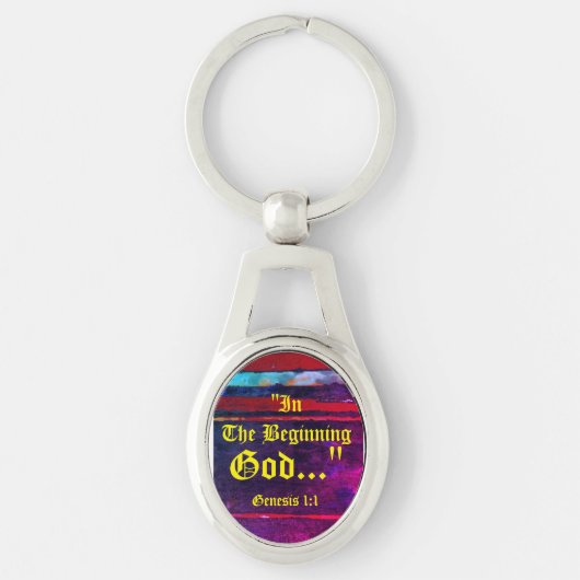 Genesis 1:1 In het begin God..." Bijbelse waarheid Sleutelhanger (Voorkant)