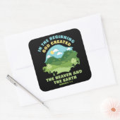 Genesis 1:1 in het beginproduct Creëer - Faith Vierkante Sticker (Envelop)