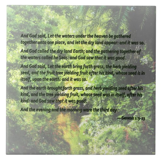 Genesis 1 9-13 ... laat de droge grond verschijnen tegeltje (Voorkant)