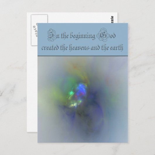 Genesis 1 In het begin schiep God de hemel Briefkaart (Voorkant / Achterkant)