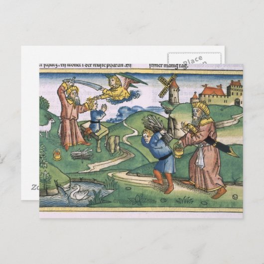 Genesis 21 1-14 Abraham's offer up of Isaac, voor Briefkaart (Voorkant / Achterkant)