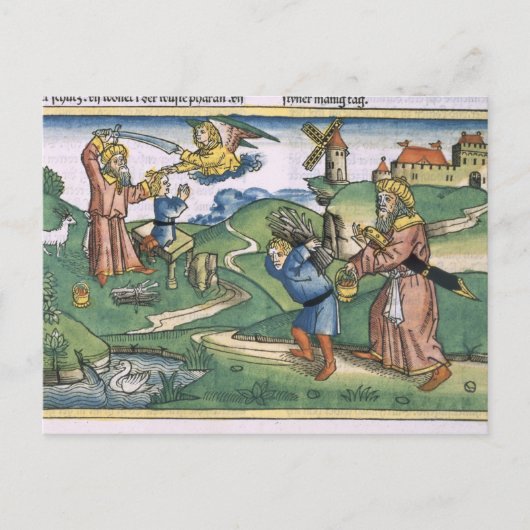 Genesis 21 1-14 Abraham's offer up of Isaac, voor Briefkaart (Voorkant)