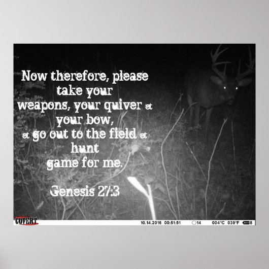 Genesis 27:3 Trail Camera Monster Buck Poster (Voorkant)