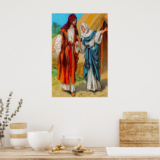 Genesis 27 Jacob en Rebekah Trick Isaac poster (Keuken)