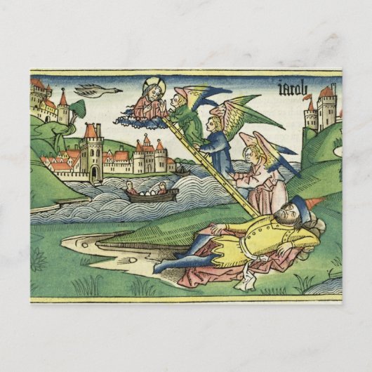 Genesis 28 10 Jacob's Ladder uit de Neurenberg Briefkaart (Voorkant)