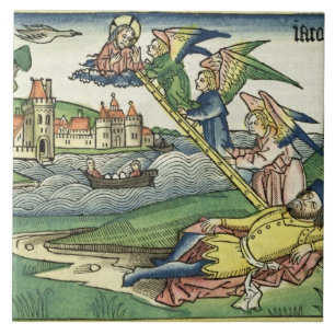 Genesis 28 10 Jacob's Ladder uit de Neurenberg Tegeltje
