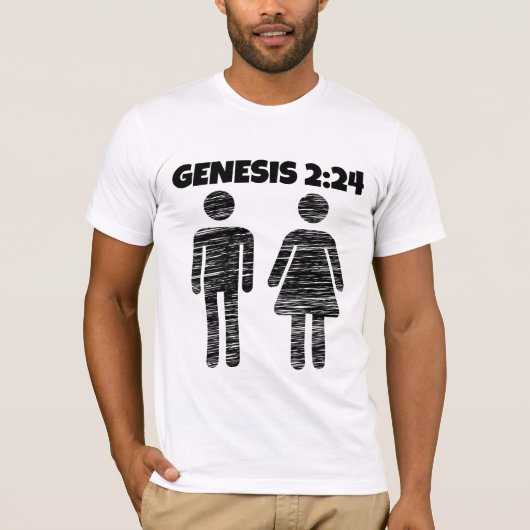 GENESIS 2:24 Bijbels HUWELIJK T-SHIRTS (Voorkant)