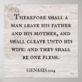 Genesis 2:24 Koning James Bijbel Christelijk Poster (Voorkant)