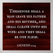 Genesis 2:24 Koning James Bijbel Christelijk Poster (Voorkant)