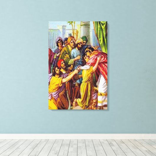 Genesis 45 Joseph vertelt wie hij is canvas (Insitu (Houten vloer))