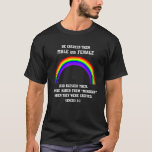 Genesis 5 2 God Creëer Mannelijk Vrouw Christelijk T-shirt