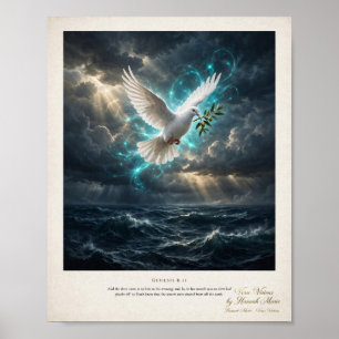 Genesis 8 11 KJV Hoop Na De Storm Witte Duif Poster