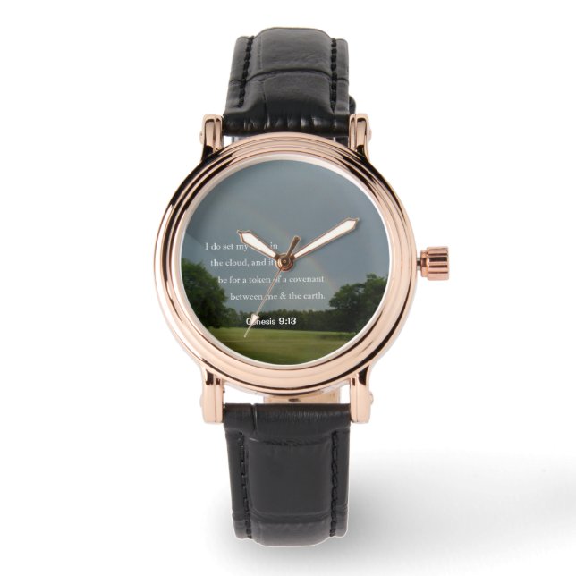 Genesis 9:13 Regenbooghorloge Horloge (Voorkant)