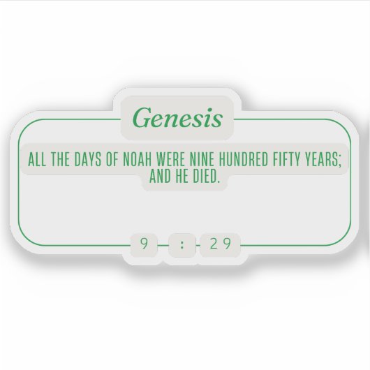 Genesis 9:29 sticker (Voorkant)