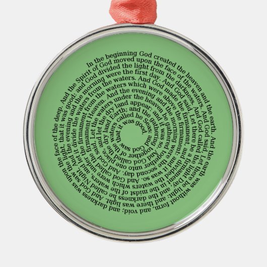 Genesis Biblical Scripting Spiral Metalen Ornament (Voorkant)