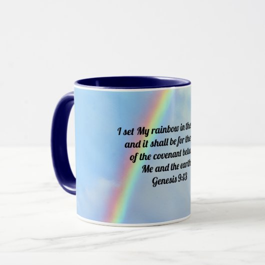 Genesis Bijbelvers Rainbow Art Mok Cup (Voorkant links)