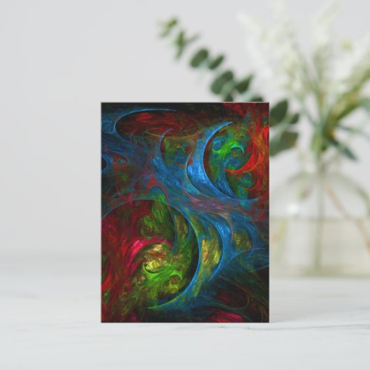 Genesis Blauw Abstract Kunst Briefkaart (Staand voorkant)