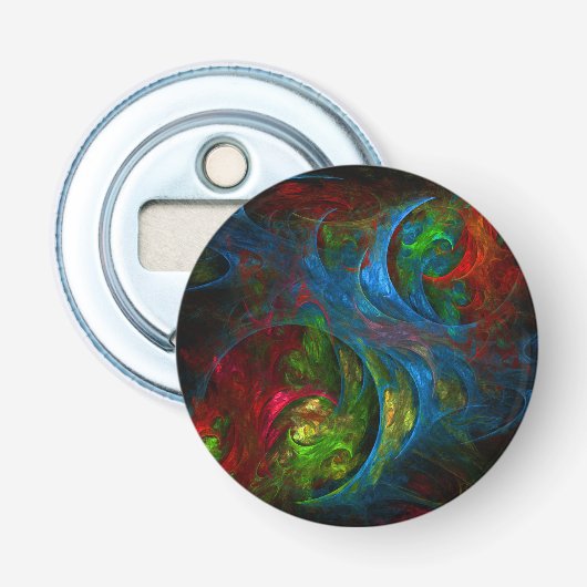 Genesis Blue Abstract Art Button Flesopener (Voorkant)