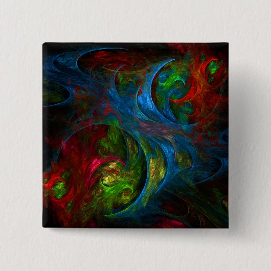 Genesis Blue Abstract Art Button (vierkant) (Voorkant)