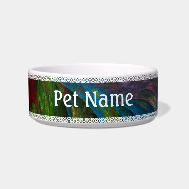 Genesis Blue Abstract Art Cat Bowl Voerbakje (Voorkant)