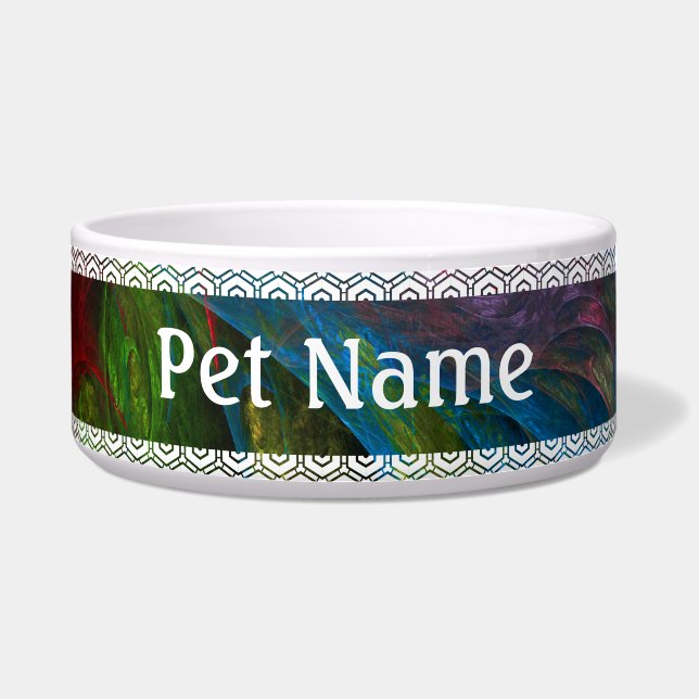 Genesis Blue Abstract Art Dog Bowl Voerbakje (Voorkant)