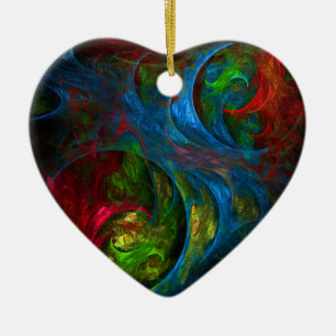 Genesis Blue Abstract Art Heart Ornament