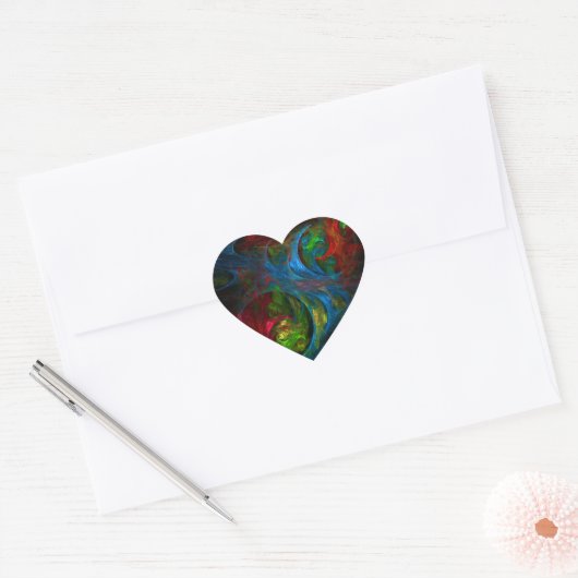Genesis Blue Abstract Art Heart Sticker (Envelop)