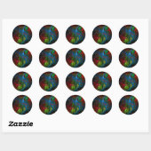 Genesis Blue Abstract Art Round Sticker (Vel)