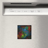 Genesis Blue Abstract Art Square Magnet (Insitu (Vaatwasser))