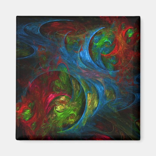 Genesis Blue Abstract Art Square Magnet (Voorkant)