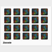 Genesis Blue Abstract Art Square Sticker (Vel)