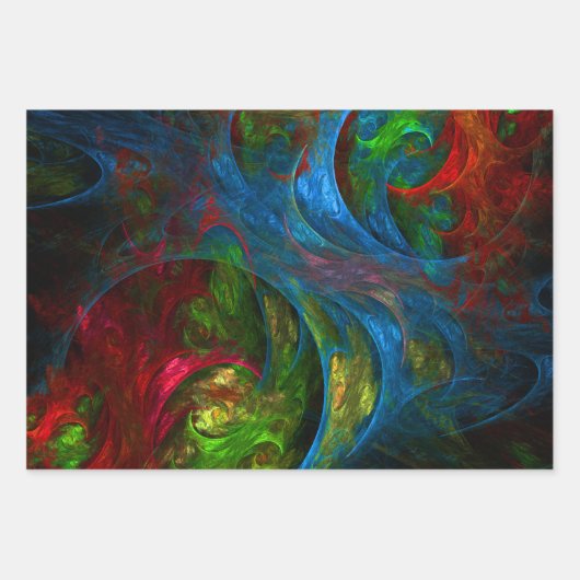 Genesis Blue Abstracte Art Inpakpapier Vel (Voorkant)