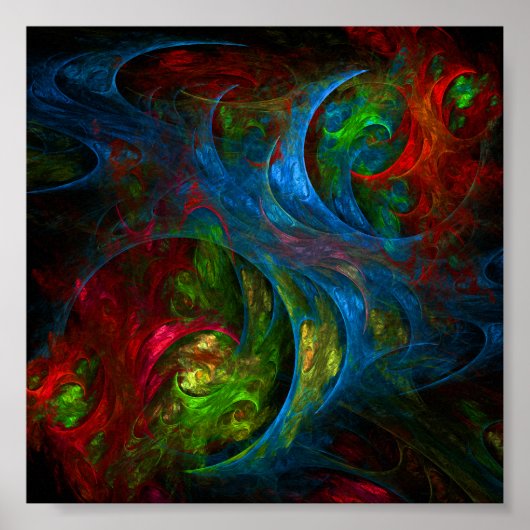 Genesis Blue Abstracte Art Poster (Voorkant)