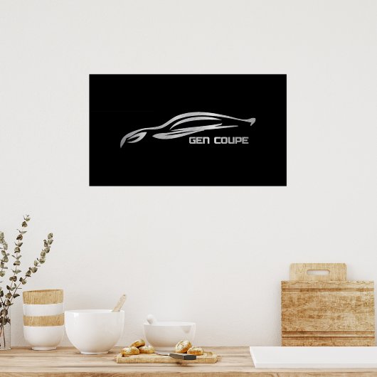 Genesis Coupe Silver Silhouette Logo Poster (Keuken)