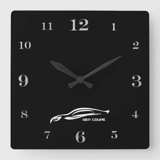 Genesis Coupe white borushlijnlogo Vierkante Klok (Voorkant)