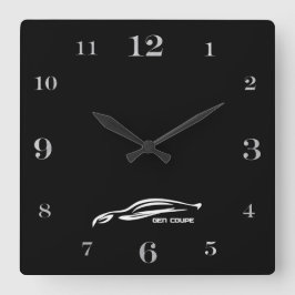 Genesis Coupe white borushlijnlogo Vierkante Klok