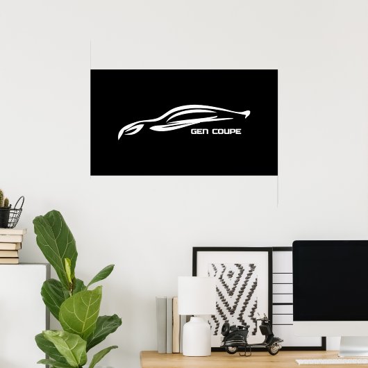Genesis Coupe White Silhouette Logo Poster (Thuiskantoor)