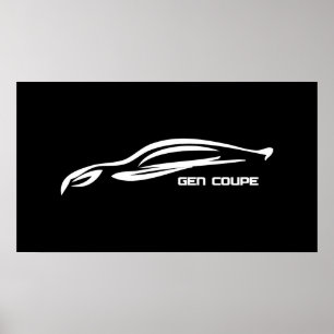 Genesis Coupe White Silhouette Logo Poster