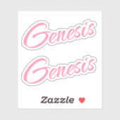 Genesis Decoratieve Naam in Roze x2 Sticker (Vel)
