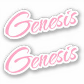 Genesis Decoratieve Naam in Roze x2 Sticker (Voorkant)