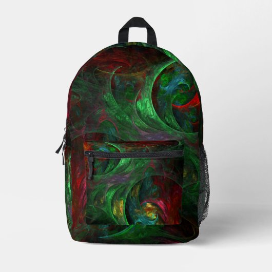 Genesis Green Abstract Art Bedrukte Rugzak (Voorkant)