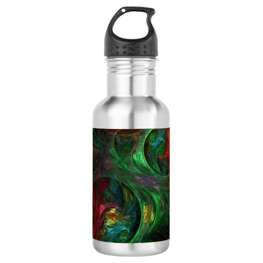 Genesis Green Abstract Art Bottle Waterfles (Voorkant)