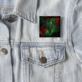 Genesis Green Abstract Art Button (vierkant) (In situ)