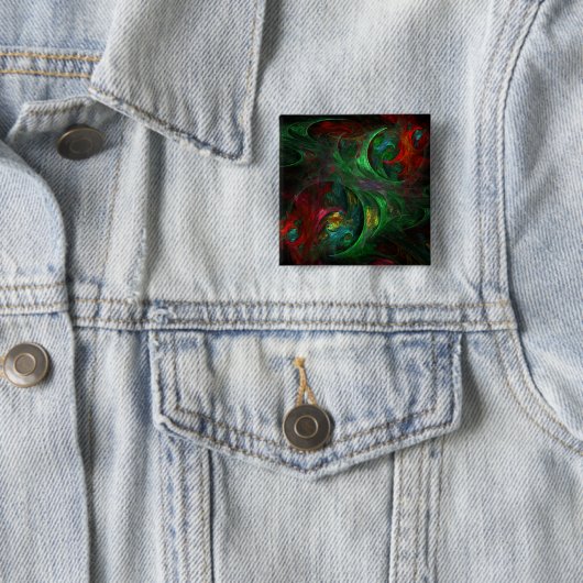 Genesis Green Abstract Art Button (vierkant) (In situ)