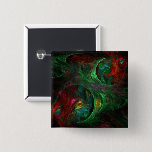 Genesis Green Abstract Art Button (vierkant) (Voorkant /achterkant)