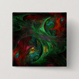 Genesis Green Abstract Art Button (vierkant)