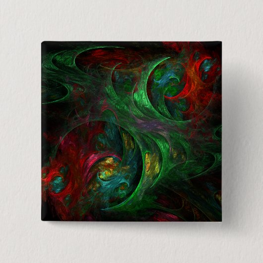 Genesis Green Abstract Art Button (vierkant) (Voorkant)